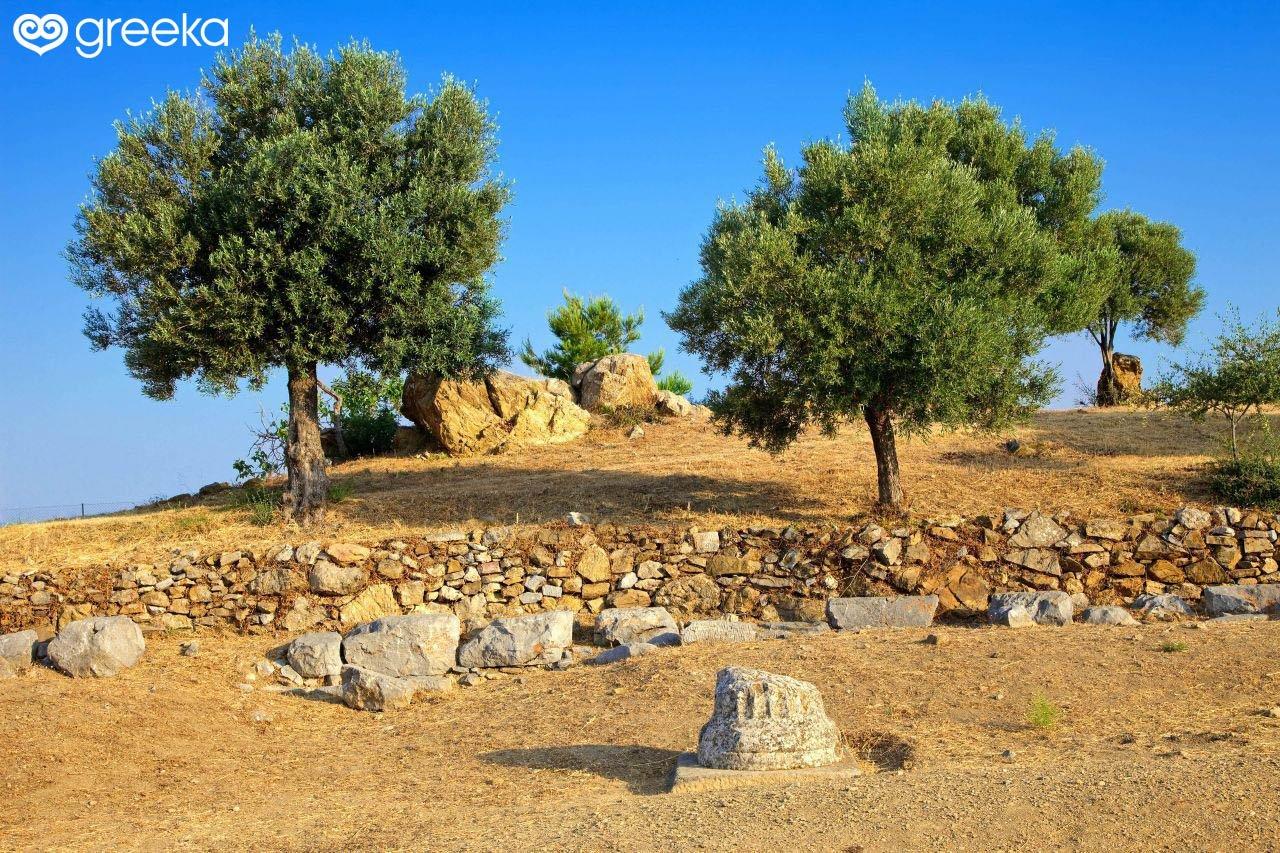 유적지 중앙부와 바다 배경