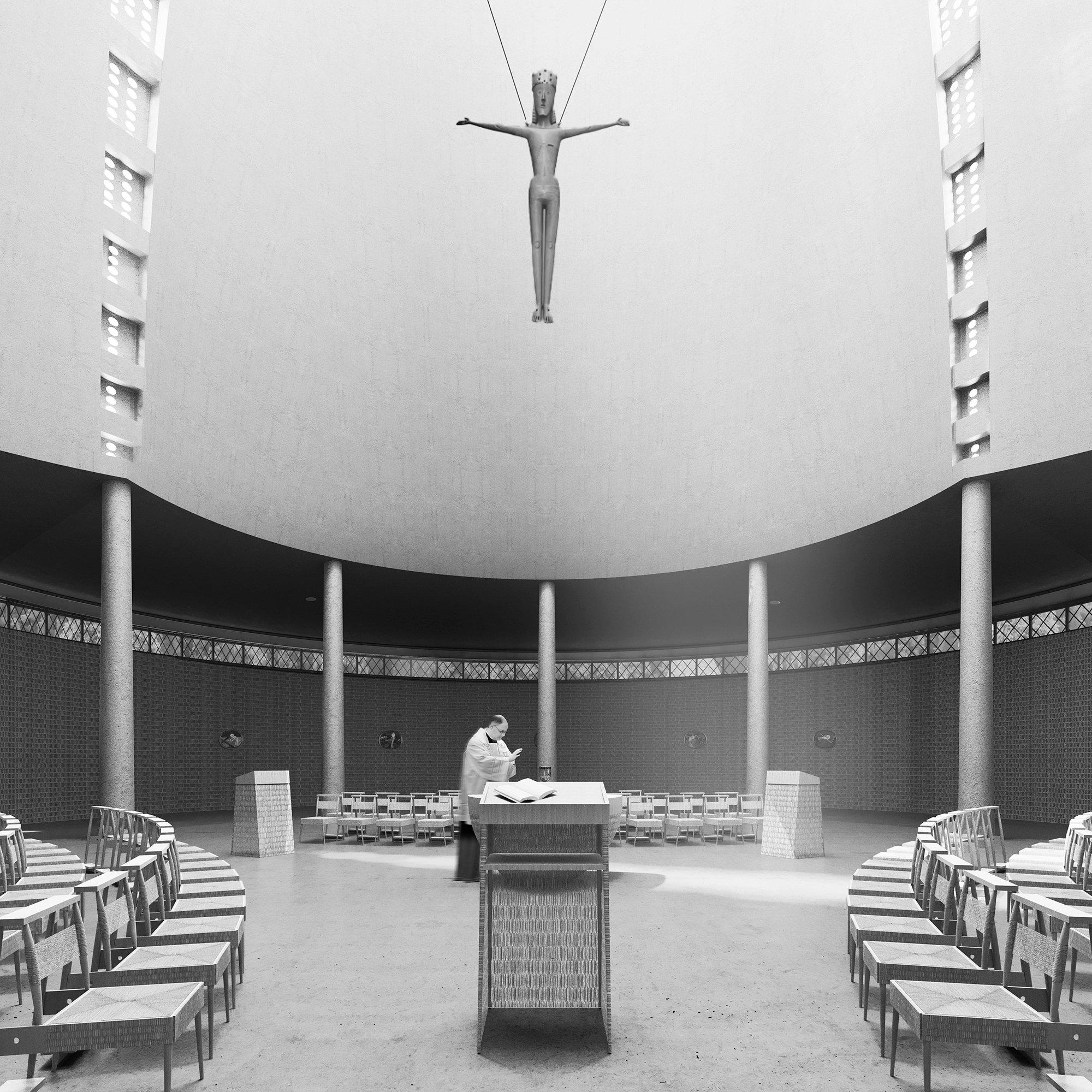 교회 내부 제단과 돔 천장