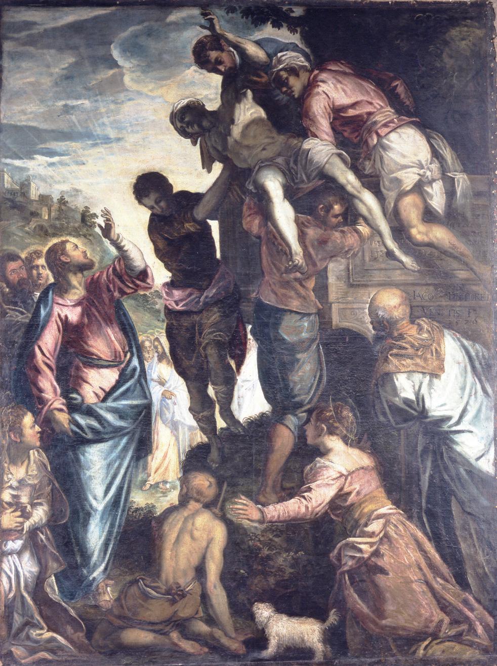 틴토레토의 '나사로의 부활' 작품 앞