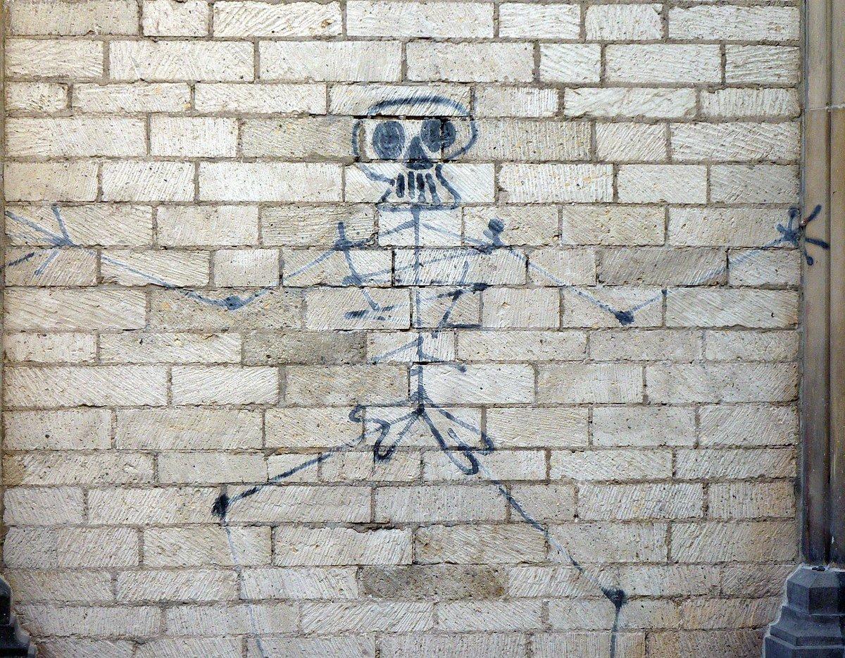 서쪽 정문 "해골 남자" 벽화 앞