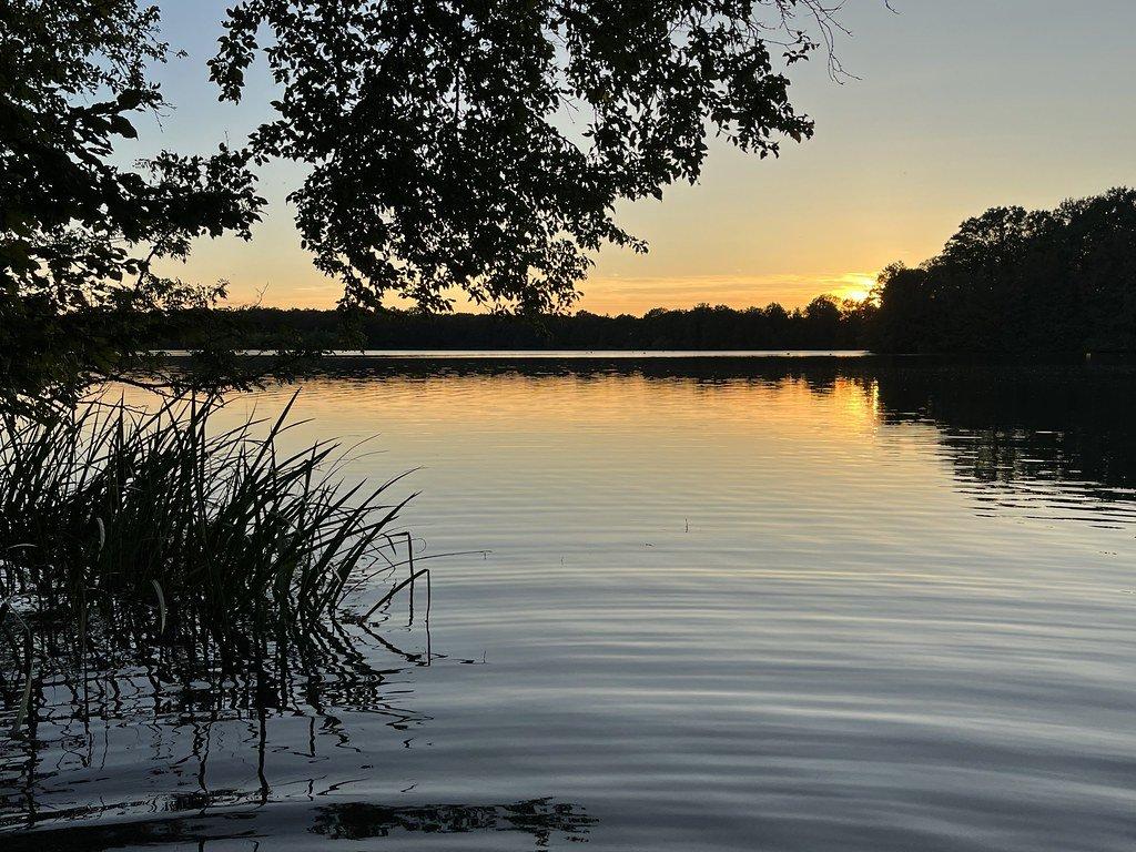 호수 동쪽 기슭 (일출 시)