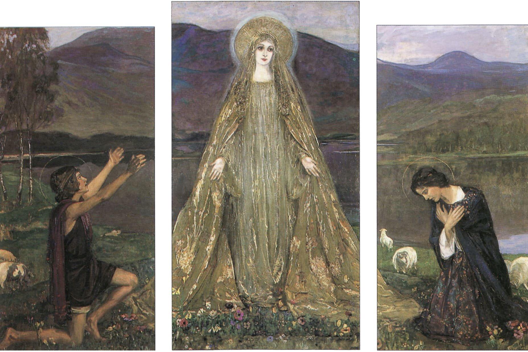 서 존 레이버리 삼면화 '호수의 성모' 앞