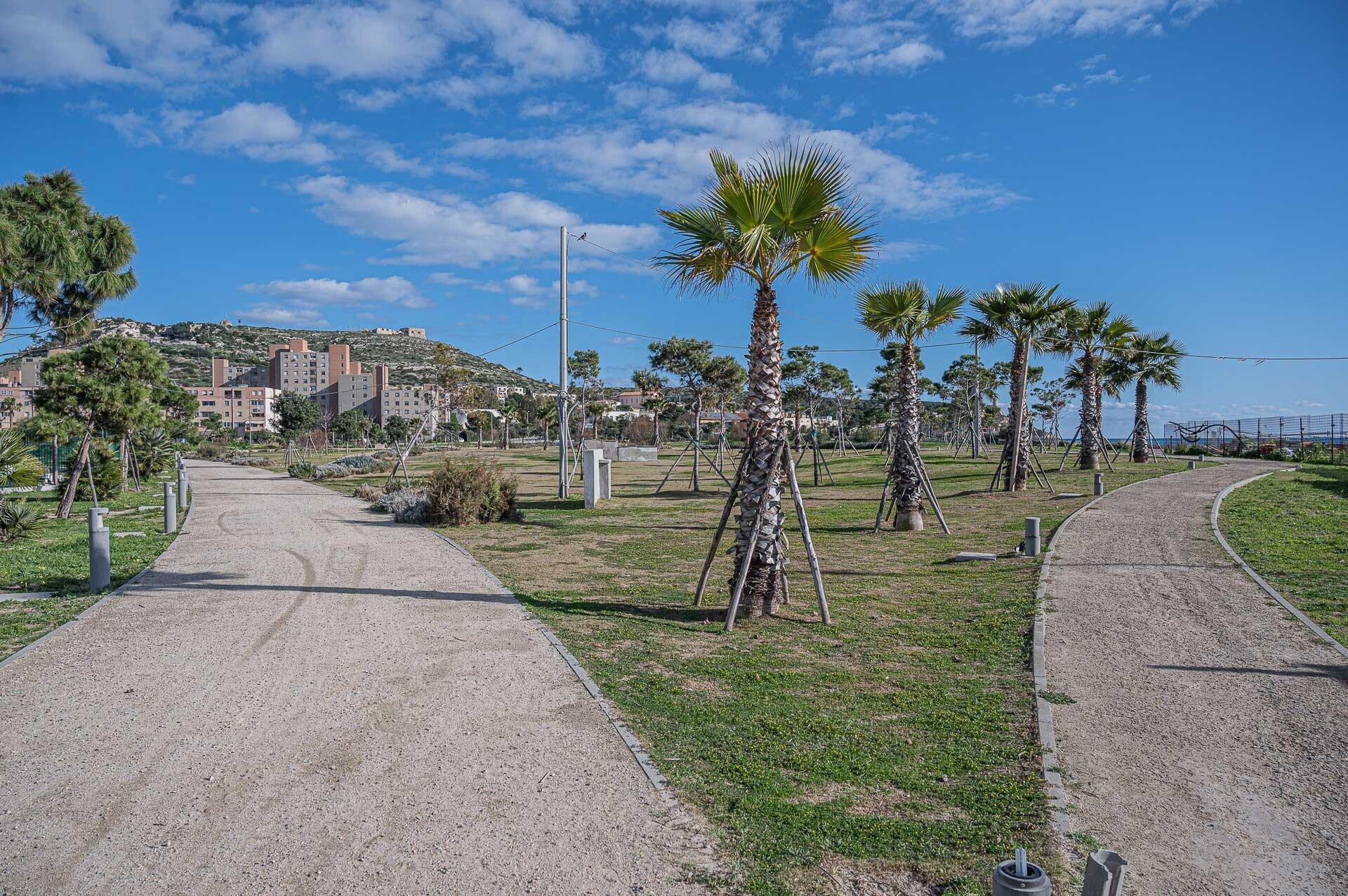 중앙 산책로와 분수