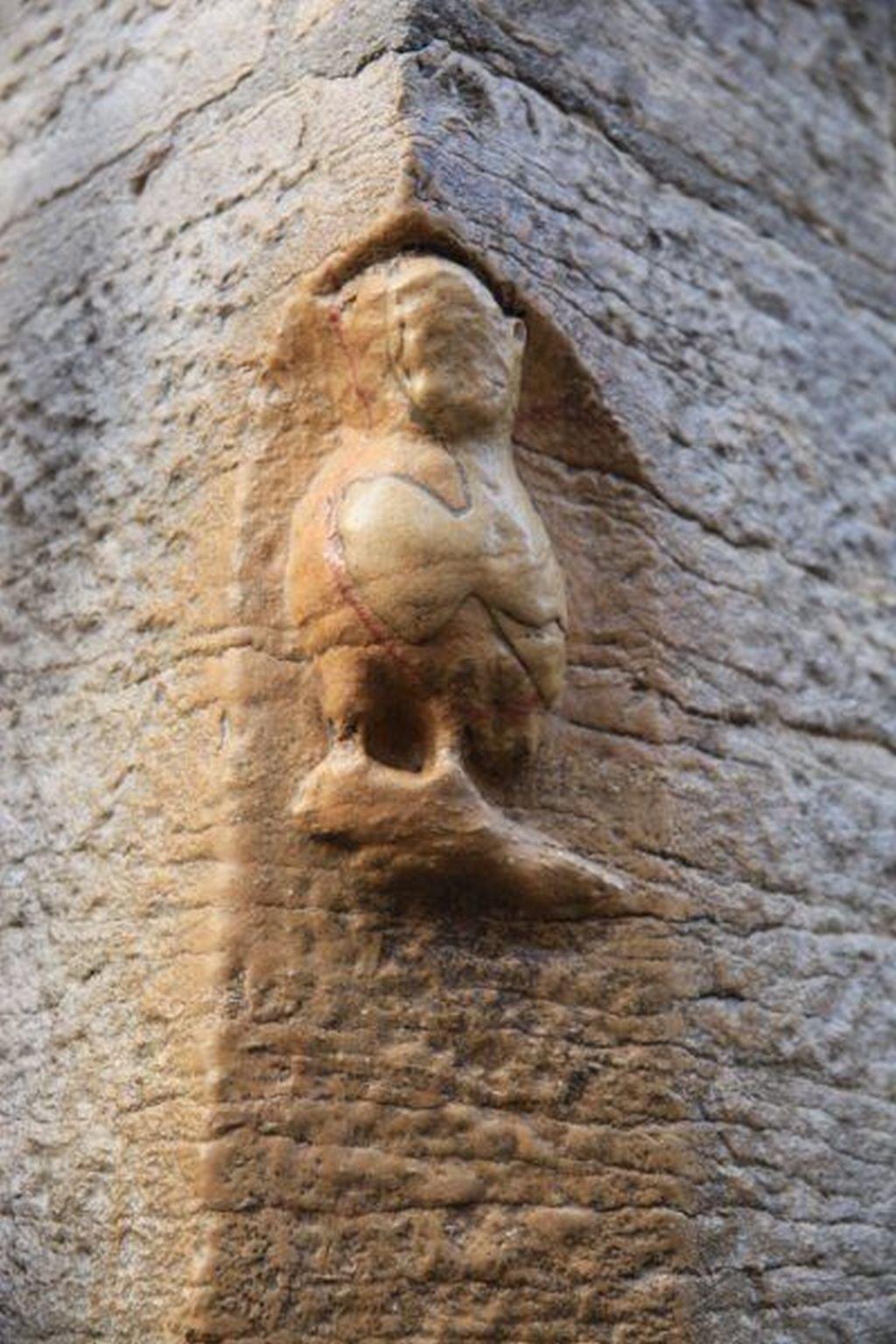 노트르담 대성당 외벽의 올빼미 조각 앞